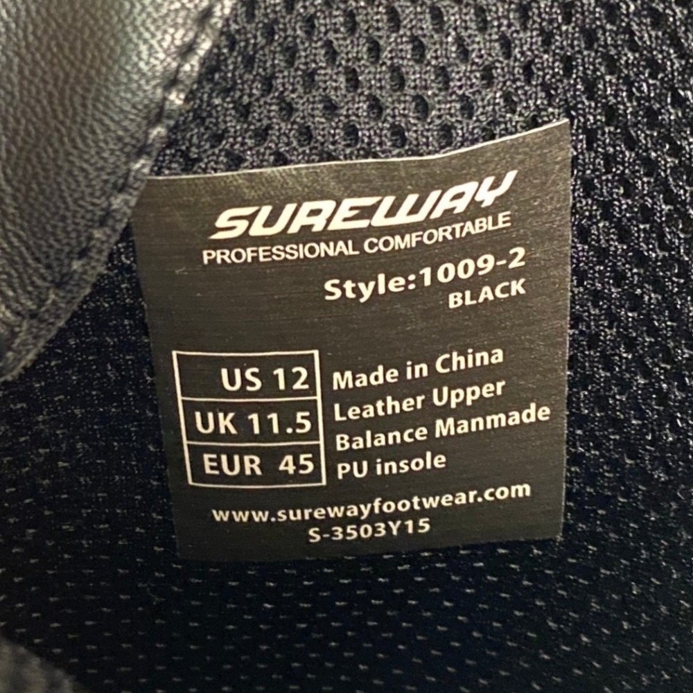 Sureway, Mens Black Leather Western Cowboy Work Boots Square Toe 1009-2 Size 12 - Picture 9 of 9